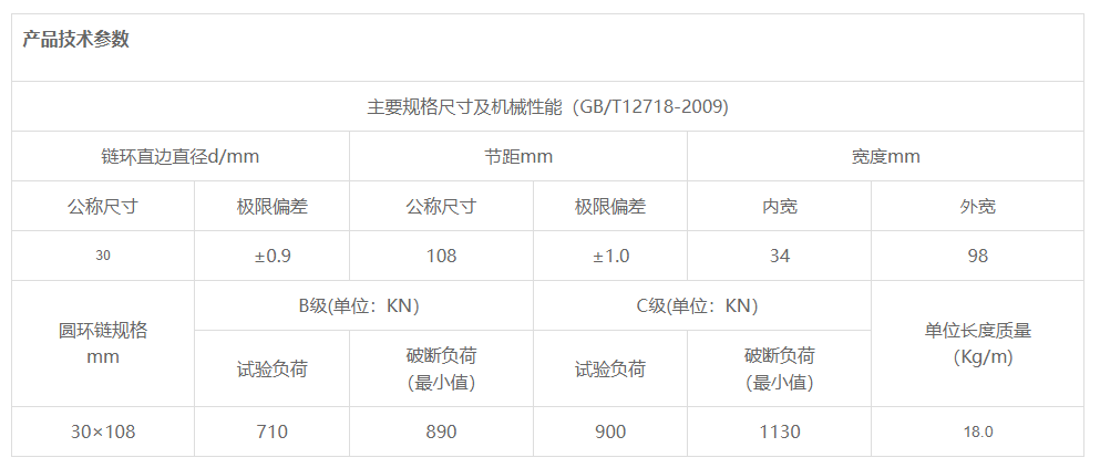 30x108-C級(jí)礦用圓環(huán)鏈參數(shù)